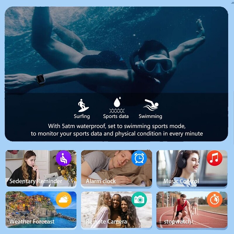 Ceas inteligent BYSL S20 Bărbați Ecran HD de 1,69 inci Apel Bluetooth Sport Fitness 5ATM Tracker impermeabil Monitor de somn Ceas inteligent