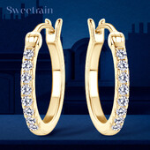 Κρίκοι 1,8 χιλιοστά Moissanite σκουλαρίκια για γυναίκες Real 925 Sliver επιμεταλλωμένο κίτρινο χρυσό σκουλαρίκι με κρίκοι Εκλεκτά κοσμήματα Χριστουγεννιάτικα δώρα