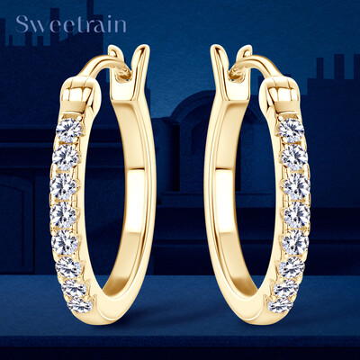 Κρίκοι 1,8 χιλιοστά Moissanite σκουλαρίκια για γυναίκες Real 925 Sliver επιμεταλλωμένο κίτρινο χρυσό σκουλαρίκι με κρίκοι Εκλεκτά κοσμήματα Χριστουγεννιάτικα δώρα