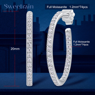 Κρίκοι 1,8 χιλιοστά Moissanite σκουλαρίκια για γυναίκες Real 925 Sliver επιμεταλλωμένο κίτρινο χρυσό σκουλαρίκι με κρίκοι Εκλεκτά κοσμήματα Χριστουγεννιάτικα δώρα