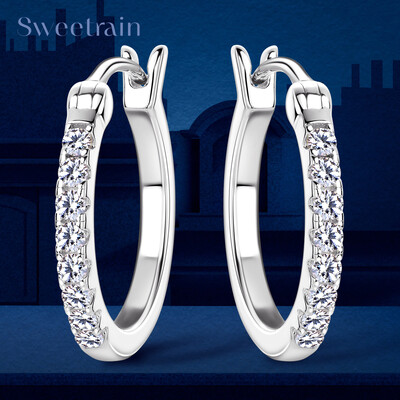 Κρίκοι 1,8 χιλιοστά Moissanite σκουλαρίκια για γυναίκες Real 925 Sliver επιμεταλλωμένο κίτρινο χρυσό σκουλαρίκι με κρίκοι Εκλεκτά κοσμήματα Χριστουγεννιάτικα δώρα