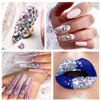 Продажба на едро 14400PCS/чанта Crystal AB Glitter Non Hotfix Rhinestones Nails Charms Diamond Accessories for Nail Art Decoration