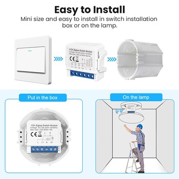 AVATTO ZigBee Tuya 1/2/3/4 Gang Mini Smart Switch Module DIY Light Switches Module αμφίδρομος έλεγχος Λειτουργεί με την Alexa Alice Google Home