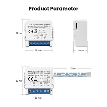 AVATTO ZigBee Tuya 1/2/3/4 Gang Mini Smart Switch Модул за превключватели за осветление Направи си сам Двупосочно управление Работи с Alexa Alice Google Home