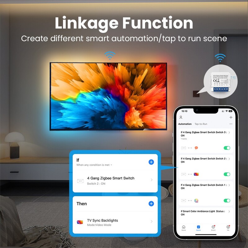 AVATTO ZigBee Tuya 1/2/3/4 Gang Mini Smart Switch DIY valguslülitite moodul Kahesuunaline juhtimine töötab Alexa Alice Google Home`iga