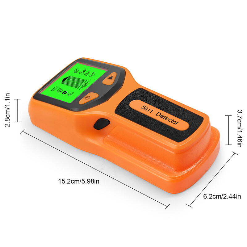 Detector de perete Găsește cutie electrică Tensiune AC Detectare fir sub tensiune Găsește știfturi din metal, lemn, Detector de metale 5 în 1 Scanner de perete
