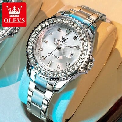 OLEVS Original Dial Dial Quartz ρολόι για γυναίκες Μόδα Κομψά γυναικεία ρολόγια Γυναικείο ρολόι χειρός από ανοξείδωτο ατσάλι