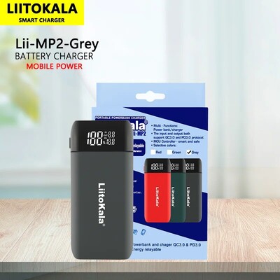 LiitoKala Lii-MP2 21700 18650 Power Bank QC3.0 Kiirlaadimine Type-C SISEND USB laadija 20700 Mobile Power LCD akulaadija