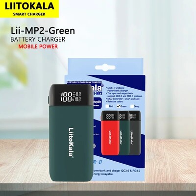 LiitoKala Lii-MP2 21700 18650 Power Bank QC3.0 Kiirlaadimine Type-C SISEND USB laadija 20700 Mobile Power LCD akulaadija