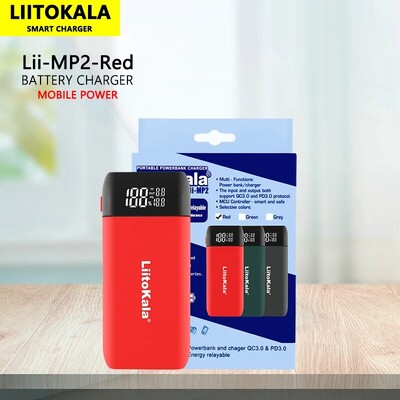 LiitoKala Lii-MP2 21700 18650 Power Bank QC3.0 Kiirlaadimine Type-C SISEND USB laadija 20700 Mobile Power LCD akulaadija