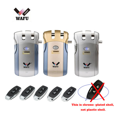 Wafu 019 Κλείδωμα τηλεχειριστηρίου 433 Mhz Κλειδαριά πόρτας Invisible Deadbolt Smart Lock με 5 επιχρωμιωμένο τηλεχειριστήριο
