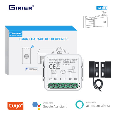 GIRIER Tuya Smart WiFi контролер за отваряне на гаражни врати Поддържа приложение Гласово дистанционно управление Работи с Alexa Google Home Assistant