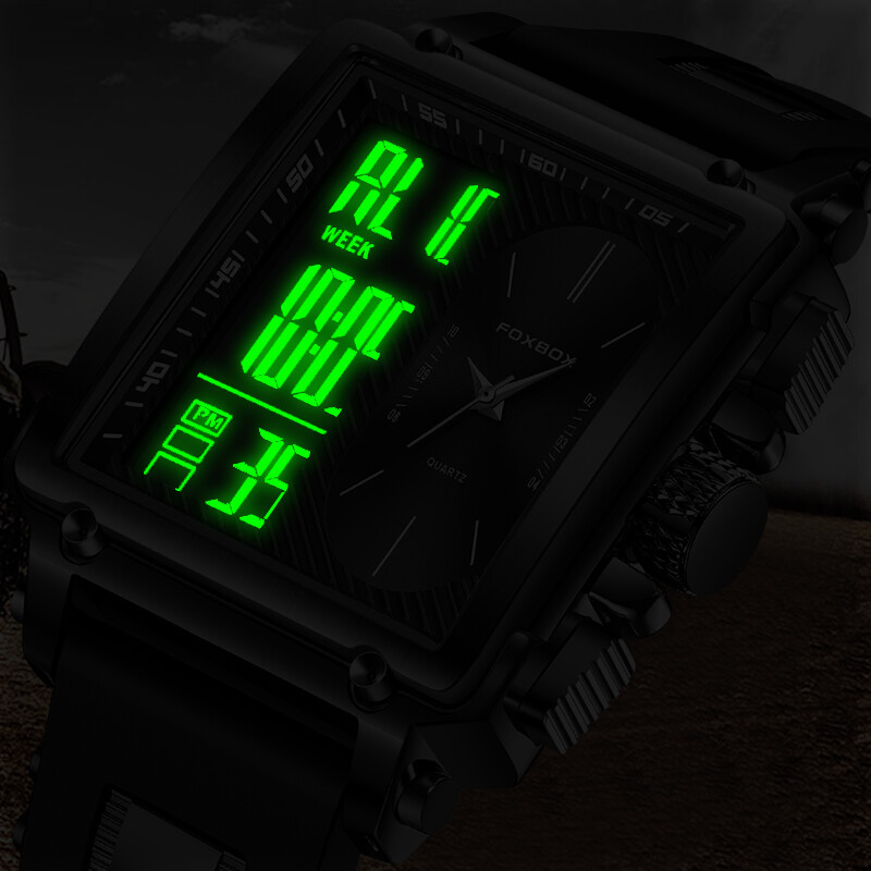 LIGE New Fashion Square Digital Ceas Bărbați Casual Sport Ceasuri de mână cu quartz FOXBOX Cronograf de lux de marcă de top pentru bărbați