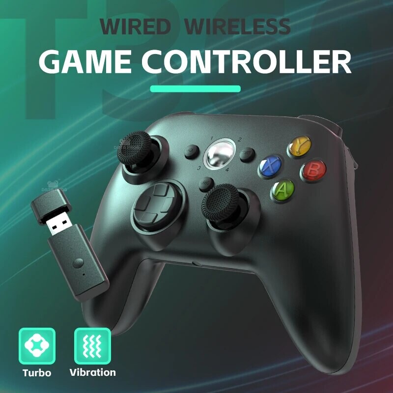 Controler fără fir/cu fir pentru controler de joc Xbox 360 cu vibrație dublă Turbo Compatibil cu Xbox 360/360 Slim și fereastra PC