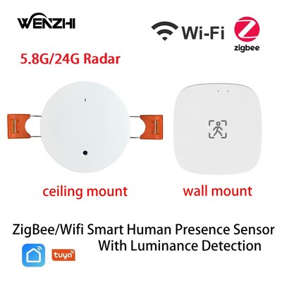 ZigBee Wifi MmWave senzor pokreta ljudske prisutnosti s detekcijom osvjetljenja/udaljenosti 5/110/220 V Tuya Smart Life Home Automation