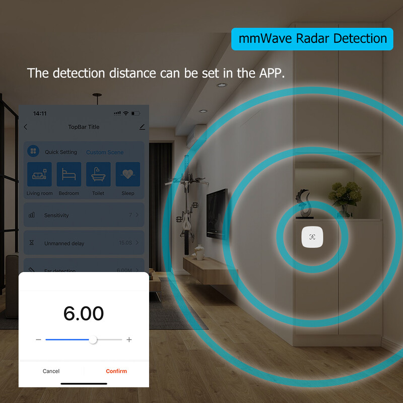 ZigBee Wifi MmWave Senzor de mișcare de prezență umană cu detectie de luminanță/distanță 5/110/220V Tuya Smart Life Home Automation