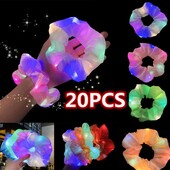 20 tk/partii LED helendavad Scrunchies juuksepaelad hobusesaba hoidja peakatted elastsed satiinist juuksepaelad tüdrukute juuste aksessuaarid peoks