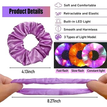 20 τεμ./Παρτίδα LED Luminous Scrunchies Hairband Ponytail Holder Headwear Ελαστική σατέν κορδέλες μαλλιών Αξεσουάρ για κορίτσια για πάρτι