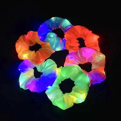 20 tk/partii LED helendavad Scrunchies juuksepaelad hobusesaba hoidja peakatted elastsed satiinist juuksepaelad tüdrukute juuste aksessuaarid peoks