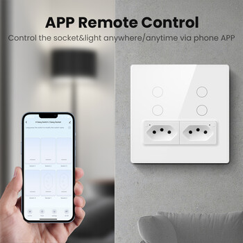 AVATTO Tuya WiFi/ZigBee Smart Brazil Switch & Socket, Standard 4X4 Glass Panel 4 buttons switch Λειτουργεί με την Alexa Google Home