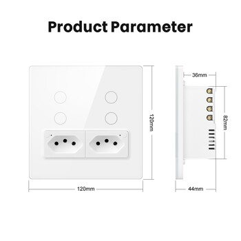 AVATTO Tuya WiFi/ZigBee Smart Brazil Switch & Socket, Standard 4X4 Glass Panel 4 buttons switch Λειτουργεί με την Alexa Google Home