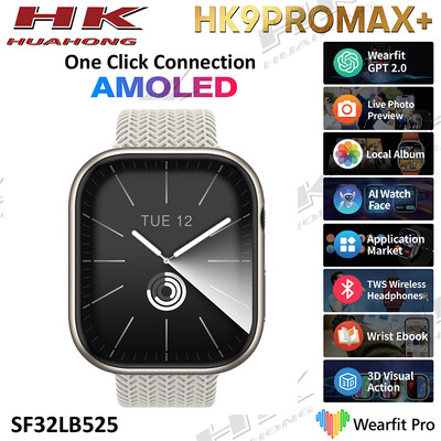 HK9 PRO MAX Plus Smart Watch AMOLED ChatGPT 2GB ROM HK9 PRO Max + BT Call AI Watch Face 3D Visual Action Smartwatch Мъже Жени