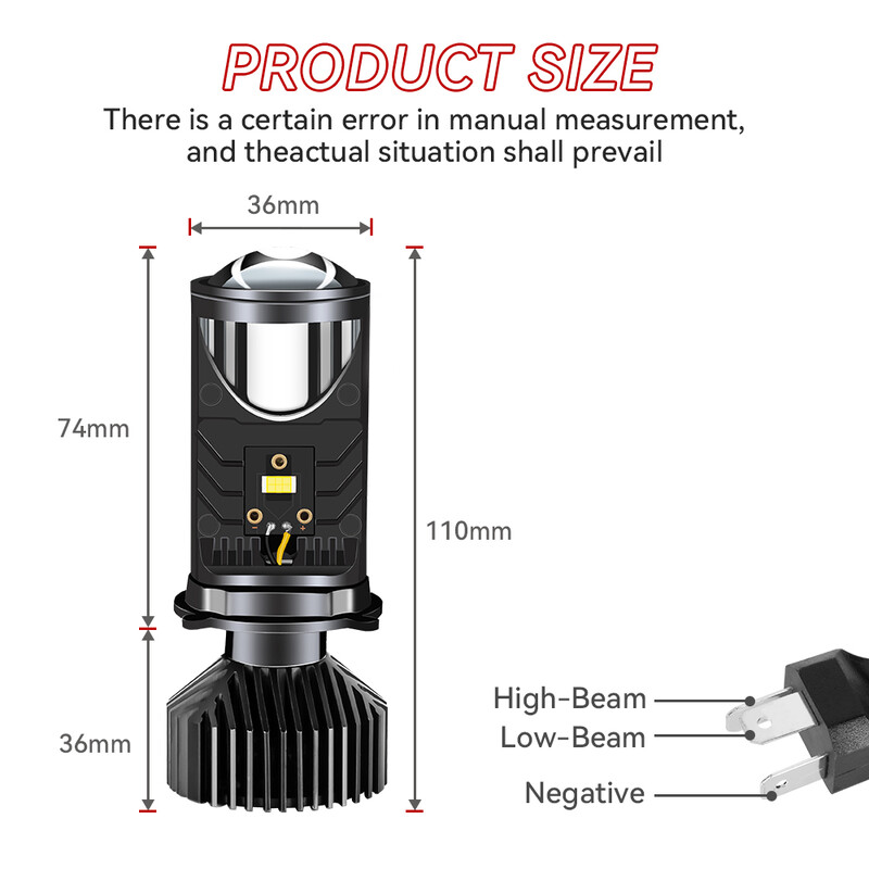 Y6 H4 LED-projektori esitule projektori objektiiv ventilaatori jahutusega 90W auto Hi Lo Beam pirn 12V