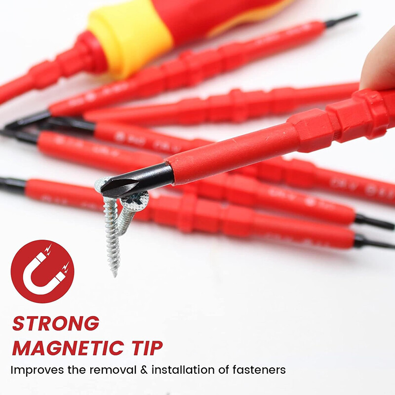 10 tk vahetatava teraga VDE isoleeritud kruvikeerajate komplekt koos ümbrisega magnetiga 500 V koduseks ja professionaalseks kasutamiseks elektrikute tööriistad