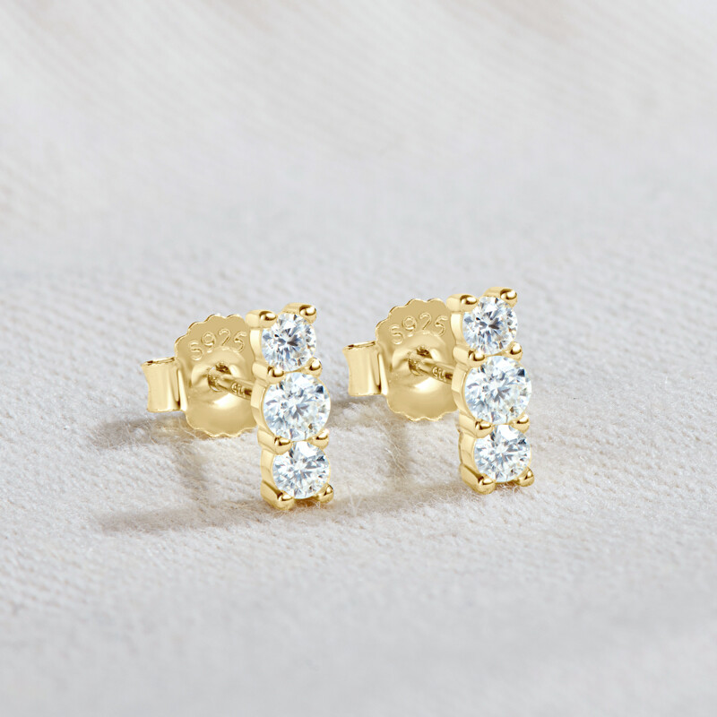 Κρεμαστό κολιέ 100% 925 από ασήμι 14 καρατίων σετ 3 πέτρα D VVS1 Σετ καρφωτά σκουλαρίκια με κρεμαστό κόσμημα για γυναίκες Δώρο γενεθλίων