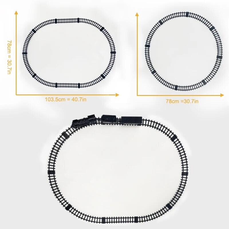 Vilciena komplekts - elektriskās vilciena rotaļlietas ar dūmiem. Gaisma un skaņas, vilcienu komplekti zēniem ar tvaika lokomotīves dzinēju. Vagoni un kāpurķēdes