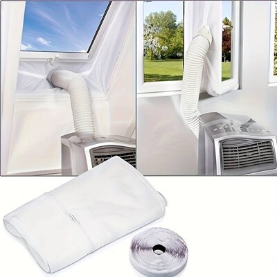 Универсален въздушен шлюз Платнена плоча за уплътнение на прозореца 3 4 5 м Комплект за уплътняване на изходящ прозорец на климатика за спиране на горещ въздух с цип и бързо лепило