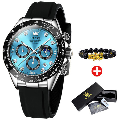 OLEVS vyriški laikrodžiai vandeniui atsparus šviečiančios mėnulio fazės data Chronografas vyriškas rankinis laikrodis prabangus originalus kvarcinis laikrodis vyrams