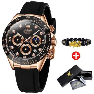 OLEVS vyriški laikrodžiai vandeniui atsparus šviečiančios mėnulio fazės data Chronografas vyriškas rankinis laikrodis prabangus originalus kvarcinis laikrodis vyrams