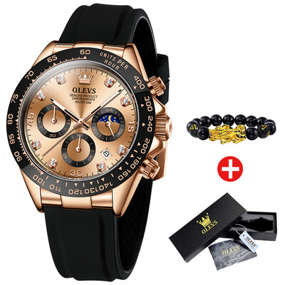 OLEVS vyriški laikrodžiai vandeniui atsparus šviečiančios mėnulio fazės data Chronografas vyriškas rankinis laikrodis prabangus originalus kvarcinis laikrodis vyrams
