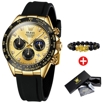 OLEVS vyriški laikrodžiai vandeniui atsparus šviečiančios mėnulio fazės data Chronografas vyriškas rankinis laikrodis prabangus originalus kvarcinis laikrodis vyrams