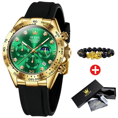 OLEVS vyriški laikrodžiai vandeniui atsparus šviečiančios mėnulio fazės data Chronografas vyriškas rankinis laikrodis prabangus originalus kvarcinis laikrodis vyrams