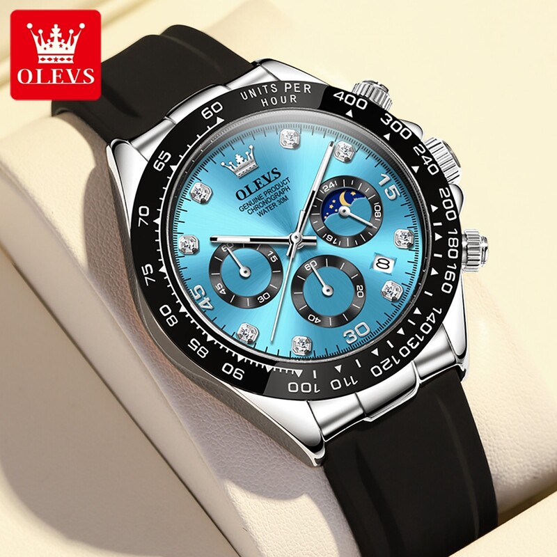 OLEVS vyriški laikrodžiai vandeniui atsparus šviečiančios mėnulio fazės data Chronografas vyriškas rankinis laikrodis prabangus originalus kvarcinis laikrodis vyrams