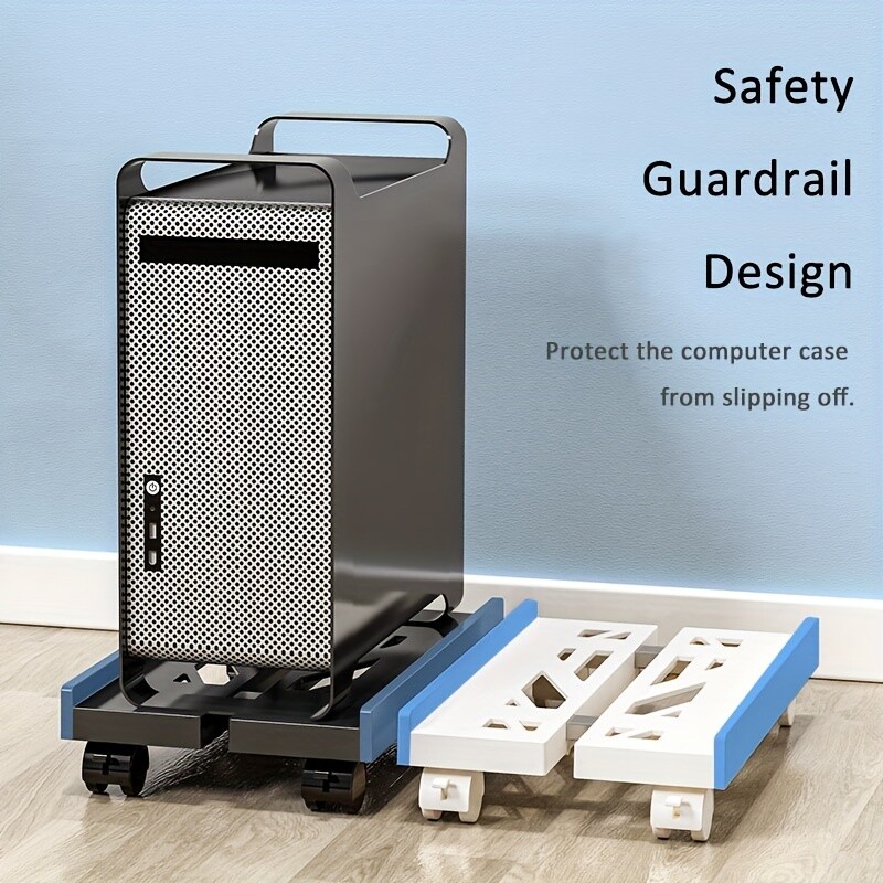 Regulējams mobilā CPU statīvs, ventilējams datora torņa statīvs PC torņa statīvs ar 4 ritenīšiem, piemērots lielākajai daļai datoru, zem galda turētāja