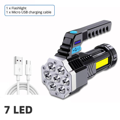 Lanterne cu LED-uri reîncărcabile de mare putere, lanternă de camping cu 7 LED, cu lumină laterală Cob, iluminare ușoară în aer liber Material ABS