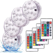 10 LED-es RGB LED-es merülőlámpa víz alatti éjszakai lámpa elemmel működő kerti úszómedence világítás esküvői parti váza tálhoz