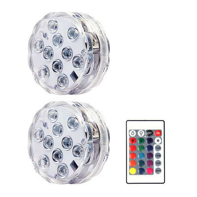 10 LED-es RGB LED-es merülőlámpa víz alatti éjszakai lámpa elemmel működő kerti úszómedence világítás esküvői parti váza tálhoz