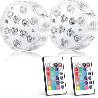 10 LED-es RGB LED-es merülőlámpa víz alatti éjszakai lámpa elemmel működő kerti úszómedence világítás esküvői parti váza tálhoz
