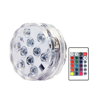 10 LED-es RGB LED-es merülőlámpa víz alatti éjszakai lámpa elemmel működő kerti úszómedence világítás esküvői parti váza tálhoz