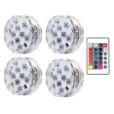 10 LED-es RGB LED-es merülőlámpa víz alatti éjszakai lámpa elemmel működő kerti úszómedence világítás esküvői parti váza tálhoz
