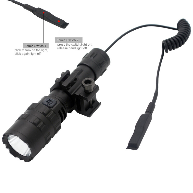 Profesionalus „High Lum“ LED žibintuvėlis medžioklei „Tactical Night Scout Lights Set L2 Fish Light“, USB įkraunamas vandeniui atsparus žibintuvėlis