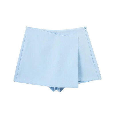 TRAF moteriški šortai sijonai aukštu juosmeniu Asimetriški šortai sijonai juodi mini sijonai šortai moteriški šortai pavasario rudens mados šortai