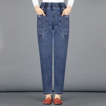 Fashion Mom Jeans Γυναικεία Φθινοπωρινή Λεπτό Παντελόνι Χαρέμι από Καρότο Ψηλόμεσο Slim Casual Εννέα Πόντοι Μεσήλικες Γυναικείο Παντελόνι