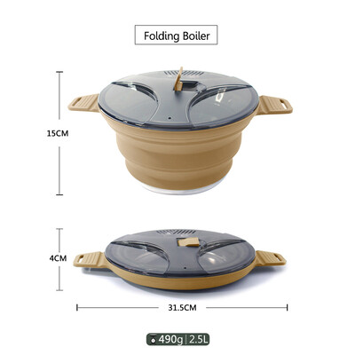 Välistingimustes kasutatav silikoonist veekeetja telkimispott, kaasaskantav matkakööginõu, kuumakindel piknikupott jahedad matkatarbed