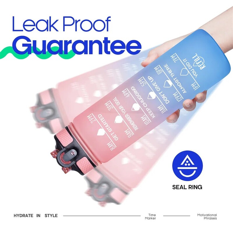 Sticle de apă rezistente la scurgeri de 32 oz cu timp de băut și paie Sticla de apă pentru sport motivațional pentru băutură pentru fitness în aer liber