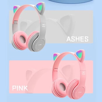 Ασύρματο ακουστικό P47M Flash Light Cute Ears Fone με μικρόφωνο LED Στερεοφωνικό κράνος μουσικής Τηλέφωνο Ακουστικά Bluetooth Δώρο